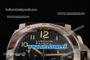 Panerai PAM 00224 Special Edition 2005 Luminor Chrono Firenze Swiss Valjoux 7753 Automatic Steel Case with Blue Dial and Green Arabic Numeral Markers - 1:1 Original (H)