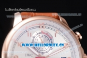 IWC Portugieser Yacht Club Asia ST25 Automatic Rose Gold Case with Silver Dial Arabic Numeral Markers and Brown Leather Strap