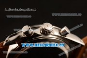 Rolex Explorer Chronograph Miyota OS20 Quartz Steel Case with Black Dial Steel Bezel and Brown Leather Strap