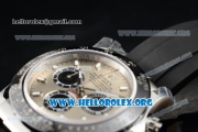 Rolex Daytona Chrono Clone Rolex 4130 Automatic Steel Case with Grey Dial Ceramic Bezel and Black Rubber Strap Black Subdials(EF)