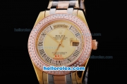 Rolex Day-Date Automatic Movement Rose Gold & Diamond Bezel with Golden Dial