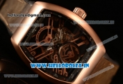 Franck Muller Vanguard Miyota Automatic Copy Tourbillon Rose Gold Case With Skeleton Dial Leather/Rubber Strap