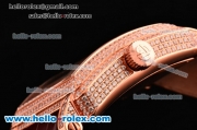 Franck Muller Conquistador Swiss ETA 2824 Automatic Rose Gold Case with Diamond Dial and Brown Leather Strap