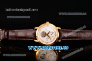 Vacheron Constantin Patrimony Tourbillon Swiss ETA 2824 Automatic Yellow Gold Case with Diamonds Markers Brown Leather Strap and White Dial