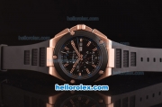 IWC Ingenieur Doppelchronograph Asia ST17 Automatic Rose Gold Case with Black Bezel and Black Dial - 7750 Coating