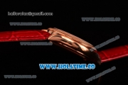 Rolex Cellini Time Asia 2813 Automatic Rose Gold Case with White Dial Red Leather Strap and Stick/Roman Numeral Markers