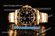 Rolex GMT-Master II Swiss ETA 2836 Automatic Yellow Gold Case With Ceramic Bezel Black Dial 116718 BK