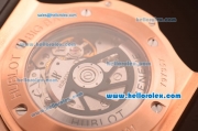 Hublot Big Bang Chronograph Hub 4100 Rose Gold Case with Black Dial and Black Rubber Strap 1:1