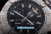 Breitling BlackBird Working Chronograph 7750 Automatic Movement Silver Case with Black Dial and SS Strap