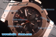 Hublot Big Bang Swiss Valjoux 7750 Automatic Rose Gold Case with Black Dial and Black Rubber Strap