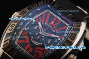 Franck Muller Conquistador F1 Singapore GP Chronograph Quartz Movement Steel Case with Red Arabic Numerals and Black Rubber Strap
