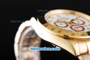 Rolex Daytona II Automatic Movement Full Gold with Stick Markers and White Dial