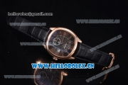 Cartier Drive de Cartier Asia ST16 Automatic Rose Gold Case with Black Dial Roman Numeral Markers and Black Leather Strap