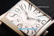 Franck Muller Master Square Swiss ETA 2824 Automatic Movement Steel Case with White Dial and Black Leather Strap