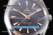 Omega Aqua Terra 150 M Co-Axial Clone 8500 Automatic Steel Case Black Dial Stick Markers and Black Leather Strap (EF)