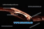 Rolex Cellini Asia 2813 Automatic Rose Gold Case with Pink Dial Brown Leather Strap and Stick Markers (BP)