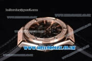 Hublot Classic Fusion Skeleton Asia Automatic Rose Gold Case with Skeleton Dial Diamonds Bezel and Black Leather Strap