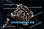 Bell & Ross BR 01 Burning Skull Asia Automatic Rose Gold Case with Skull Dial and Black Leather Strap - 1:1 Original(AAAF)