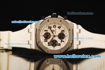 Audemars Piguet Royal Oak Offshore Chronograph Swiss Valjoux 7750 Automatic Movement Steel Case with White Rubber Strap