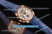 Cartier Calibre De Cartier Miyota 9015 Automatic Rose Gold Case with White Dial and Blue Leather Strap