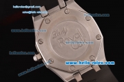 Audemars Piguet Royal Oak Lady Miyota OS2035 Quartz Steel Case with Black Rubber Strap Gold Markers and Grey Grid Dial