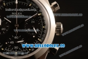 Rolex Explorer Chronograph Miyota OS20 Quartz Steel Case with Black Dial Steel Bezel and Brown Leather Strap