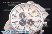 Ferrari Chronograph Miyota Quartz Full Steel with White Dial and Three Black Subdials