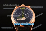 Tag Heuer Mikrogirder 2000 Chrono Miyota Quartz Rose Gold Case with Black Dial and Rubber Strap - Green Second Hand