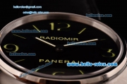 Panerai Radiomir Base PAM00210 Swiss ETA 6497 Manual Winding Steel Case Black Leather Strap Black Dial with Numeral Markers