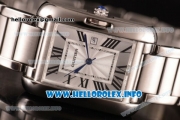 Cartier Tank Anglaise Miyota Quartz Stainless Steel Case/Bracelet Stick Markers and Sliver Dial