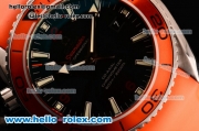 Omega Seamaster Planet Ocean Swiss ETA 2824 Clone 8500 Automatic Steel Case with Black Dial Orange Rubber Strap