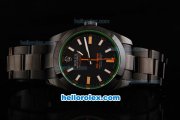 Rolex Milgauss Pro-Hunter Swiss ETA 2836 Automatic Movement full PVD with Black Dial and White/Yellow Stick Markers-PVD Strap