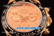 Rolex Daytona Chrono Swiss Valjoux 7750 Automatic Yellow Gold Case with Ceramic Bezel Stick Markers and Gold Dial (BP)