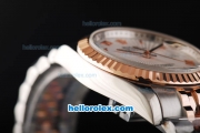 Rolex Datejust Automatic Rose Gold Bezel with Roman Marking and White Dial