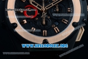 Hublot King Power Chrono Swiss Valjoux 7750 Automatic PVD Case with Black Dial Rose Gold Bezel and Black Rubber Strap