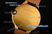 Cartier Ballon Bleu De Swiss ETA 2836 Automatic Gold Case/Bezel with Brown Leather Strap White Dial Roman Markers