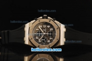 Audemars Piguet Royal Oak Offshore Grey Themes Chronograph Swiss Valjoux 7750 Automatic Movement Titanium Case with Black Rubber Strap-Run 12@Sec