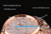 Omega De Ville Co-Axial Chronograph VK Quartz Movement Rose Gold Case and Strap with Silver Dial