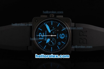 Bell & Ross BR 03-94 Quartz Movement PVD Case with Black Dial and Blue Marker-Black Rubber Strap