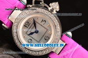 Cartier Pasha C Swiss Quartz Steel Case with Diamonds Bezel and Hot Pink Leather Strap