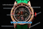 Richard Mille RM 60-01 Asia 2813 Automatic Rose Gold Case with Skeleton Dial and Green Rubber Strap Rose Gold Bezel (EF)
