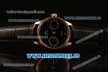 IWC Portuguese Automatic Clone IWC 52010 Automatic Rose Gold Case Black Dial and Black Leather Strap - (AAAF)