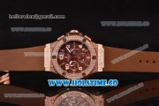 Hublot Big Bang Chrono Miyota OS20 Quartz Diamonds/Rose Gold Case with Brown Dial and Diamonds Bezel