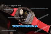 Richard Mille RM 055 Miyota 9015 Automatic Carbon Fiber Case with Skeleton Dial and Red Nylon/Leather Strap