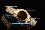Rolex Datejust Oyster Perpetual Automatic Movement Steel Case with Brown Dial and Two Tone Strap-Lady Model