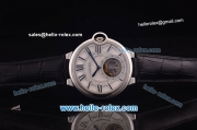 Cartier ballon bleu de Swiss Tourbillon Manual Winding Steel Case with White Dial and Black Leather Strap