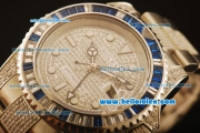 Rolex GMT Master II Swiss ETA 2836 Automatic Full Steel with Blue and White Diamond Bezel-Diamond Dial/Strap