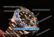 Rolex GTM-Master II 2836 Automatic Steel Case with Black Dial Dots Markers and Steel Bracelet With Blue/Black Ceramic Bezel