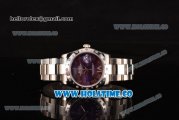 Rolex Datejust Asia 2813 Automatic Steel Case with Purple Dial Roman Numeral Markers and Diamonds Bezel (BP)