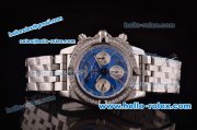 Breitling Chronomat B01 GMT Swiss Valjoux 7750 Automatic Steel Case/Strap with Diamond Bezel - Blue Dial